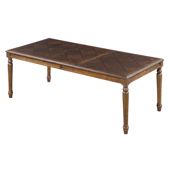 Rectangular Dining Table With Framed Top And Turned Legs - Walnut Hearth and Haven