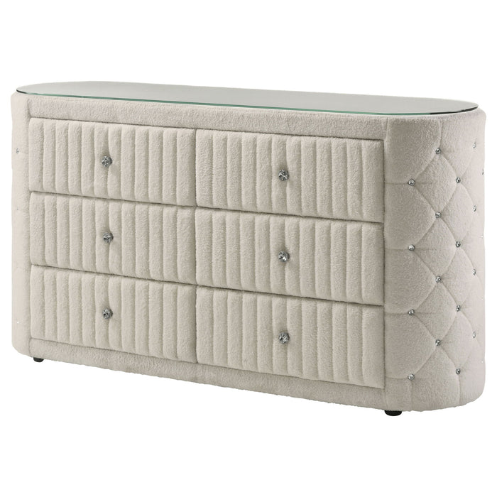 Santiago - 6 Drawer Dresser - Ivory Furniture Max