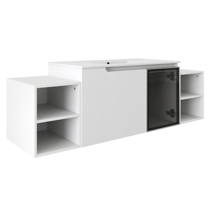 Wall Mounted Bathroom Vanity With Sink, Cabinet & Half Door Home Essentials