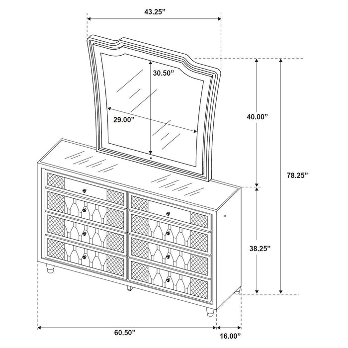 Mika - 8 Drawer LED Dresser With Mirror - Black Furniture Max