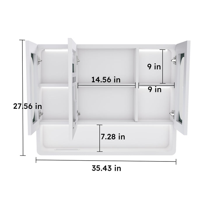 Wall Mounted Bathroom Mirror Cabinet With LED Lights, Anti Fog & Explosion Proof, Touch Control Medicine Cabinet, 3 Color Lighting - White Home Essentials