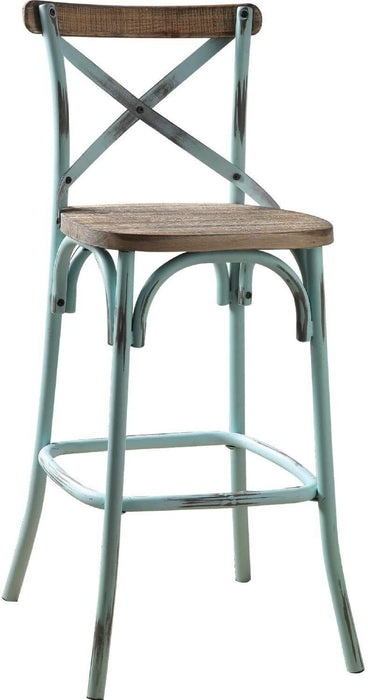 Iron Chair With Footrest 43" - Brown and Sky Blue