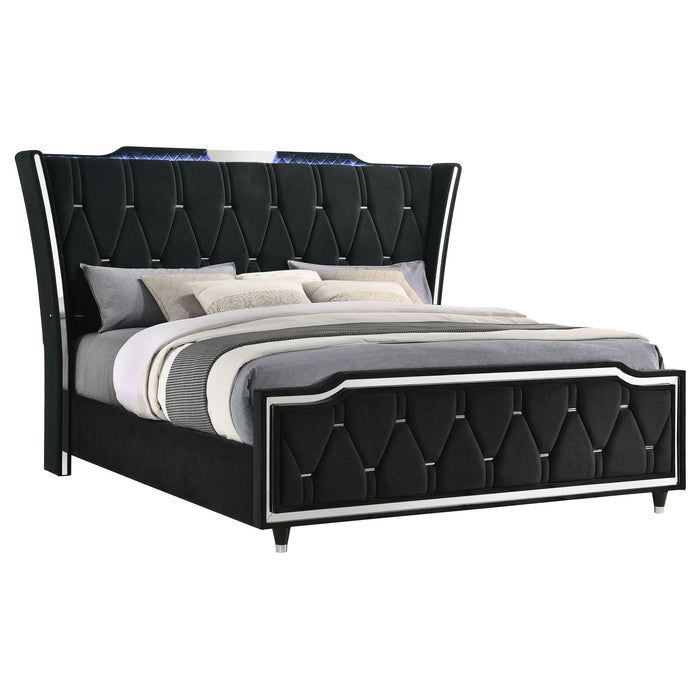 Mika - LED Upholstered Bed With Tufted Wingback Headboard And Ambient Lighting Furniture Max