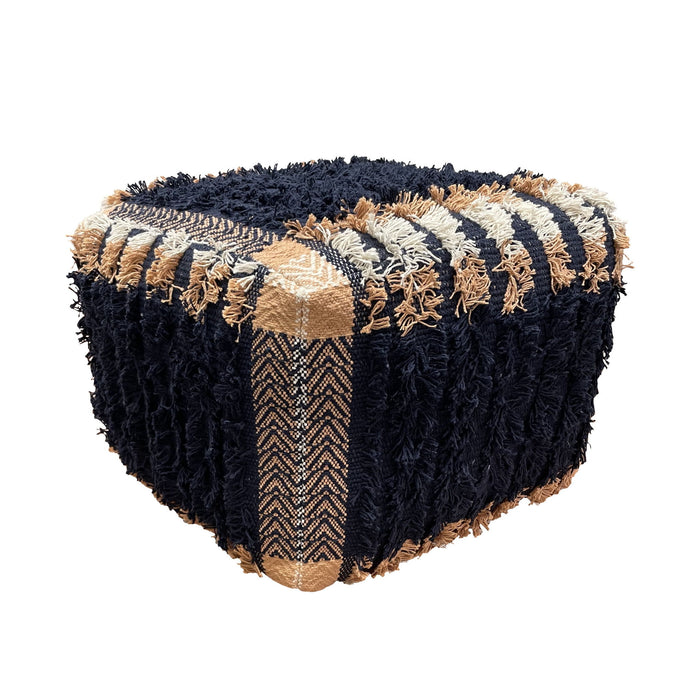 Cotton Square Ottoman - Blue