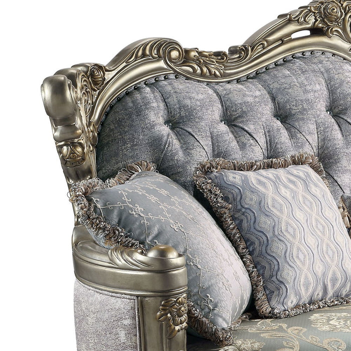Miliani - Loveseat With 3 Pillows - Fabric & Antique Bronze ACME