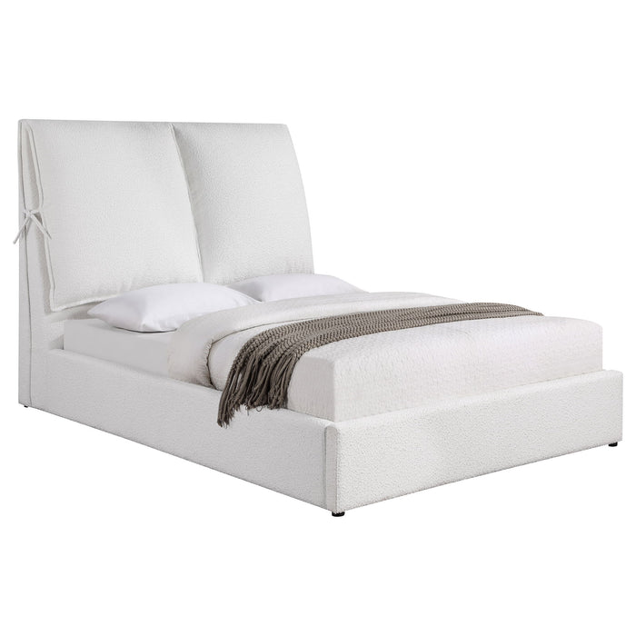 Corwyn - Queen Upholstered Panel Bed With Headboard Pillows - White Furniture Max