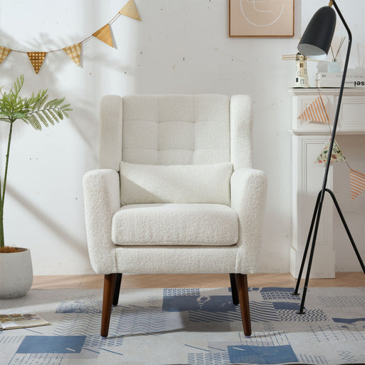 Modern Accent Chair, Arm Chairs For Living Room, Upholstered Mordern Armchair, Comfy Soft Padded Lounge Chair In Small Space, Bedroom, With Pillow, Solid Wood Leg Home Essentials