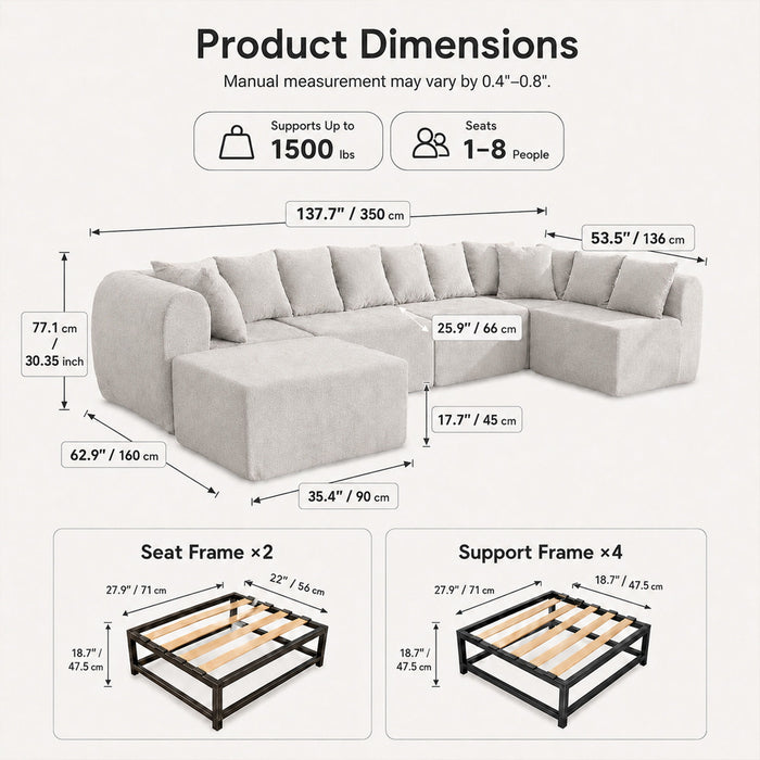 8 Seater U-Shaped Couch With Ottoman Home Essentials
