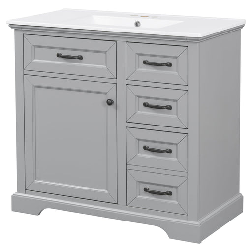 36" Bathroom Vanity With Sink, 2 Tip-Out Drawers, Soft Close Hinges Noble House