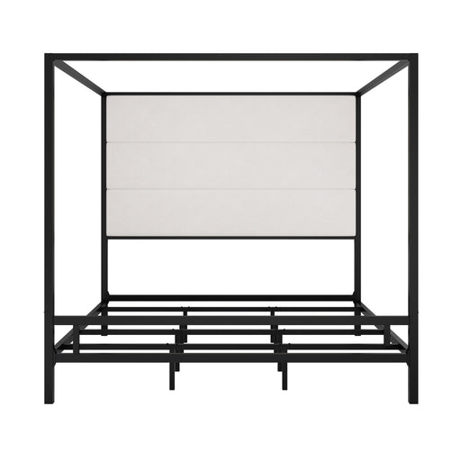 Canopy Bed With Tall Upholstered Headboard, 4 Poster Frame Hearth and Haven