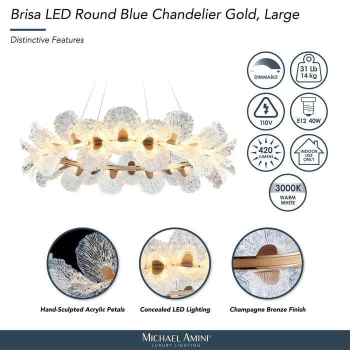 Michael Amini Lighting - Brisa 39" Round LED Chandelier - Ocean Blue / Bronze Michael Amini