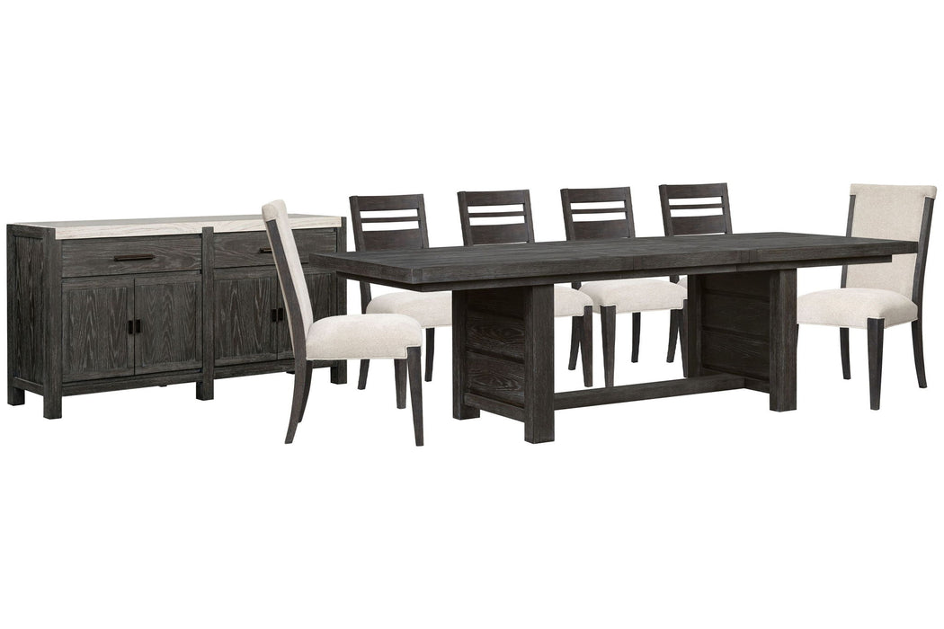 Plum Creek - 8 Piece Extendable Trestle Dining Table Set Magnussen Furniture