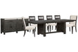 Plum Creek - 8 Piece Extendable Trestle Dining Table Set Magnussen Furniture
