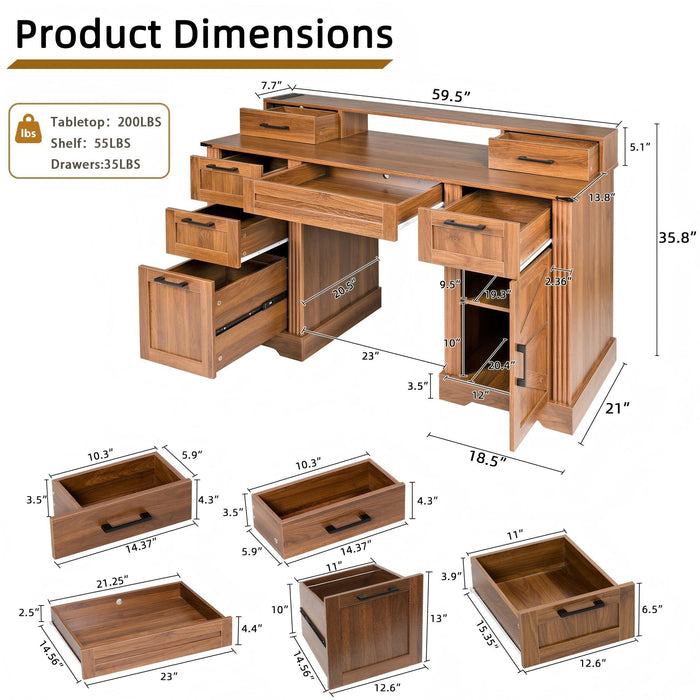 Office Desk With Charging Station & Storage Cabinet Home Essentials