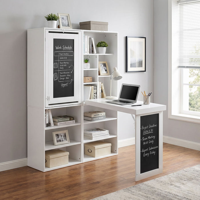 Folding Desk With Storage, Foldable Convertible Writing Table With Blackboard And Shelves For Home Office Home Essentials