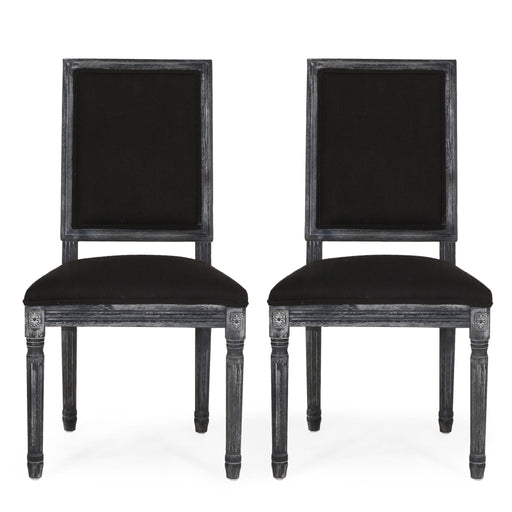 French Country Style Dining Chair With Upholstered Seating And Fluted Legs Noble House