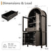 Fluted Tall Arched Pantry Cabinet With Adjustable Shelves, Glass Door & Hidden Drawer For Kitchen Home Essentials