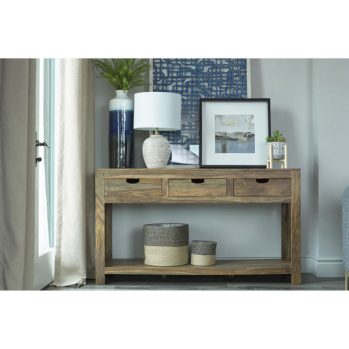 Tucker - 3 Drawer Console Table With Lower Shelf - Natural Furniture Max