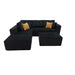 Upholstered Sectional With 2 Moveable Ottomans - Black Home Essentials