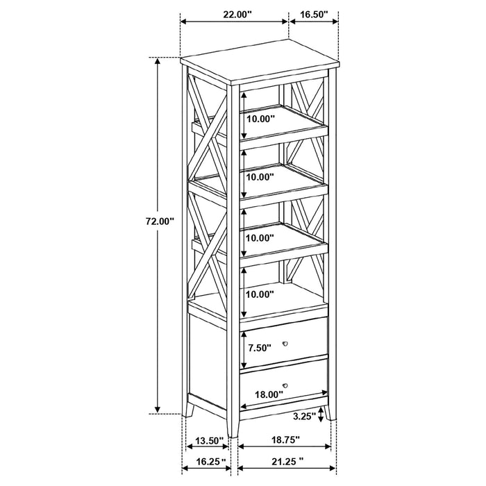 Delaney - 4 Shelf Bookcase With Top Storage Tower - White Furniture Max