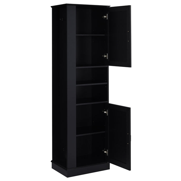 Tall Freestanding Bathroom Storage Cabinet With Adjustable Shelves And Side Hooks Board, Rectangle Design Hearth and Haven