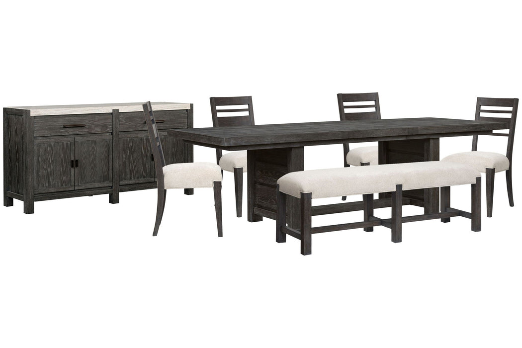 Plum Creek - 7 Piece Extendable Trestle Dining Table Set Magnussen Furniture