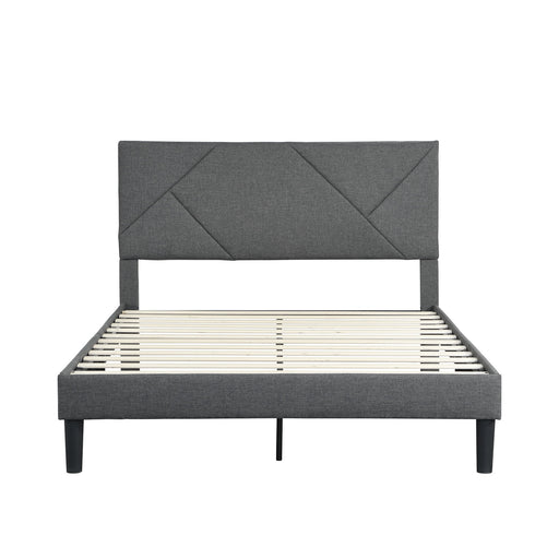 Full Size Upholstered Platform Bed Frame With Headboard, Strong Wood Slat Support, Mattress Foundation, No Box Spring Needed - Gray Home Essentials