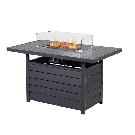 Rectangular Propane Fire Pit Table With Burner, Lava Rock, Waterproof Cover Home Essentials