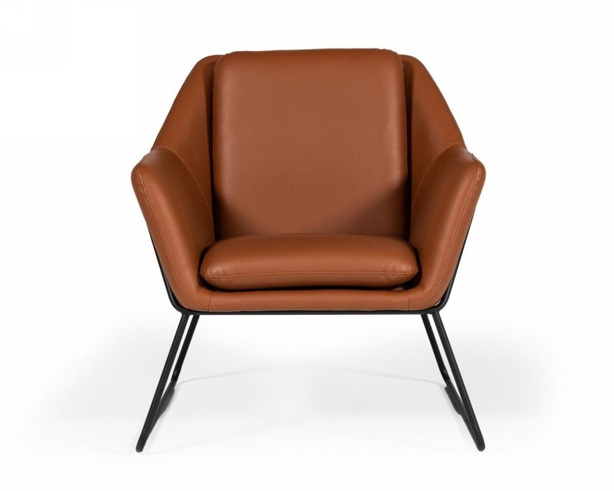 Faux Leather Lounge Chair - Brown / Black