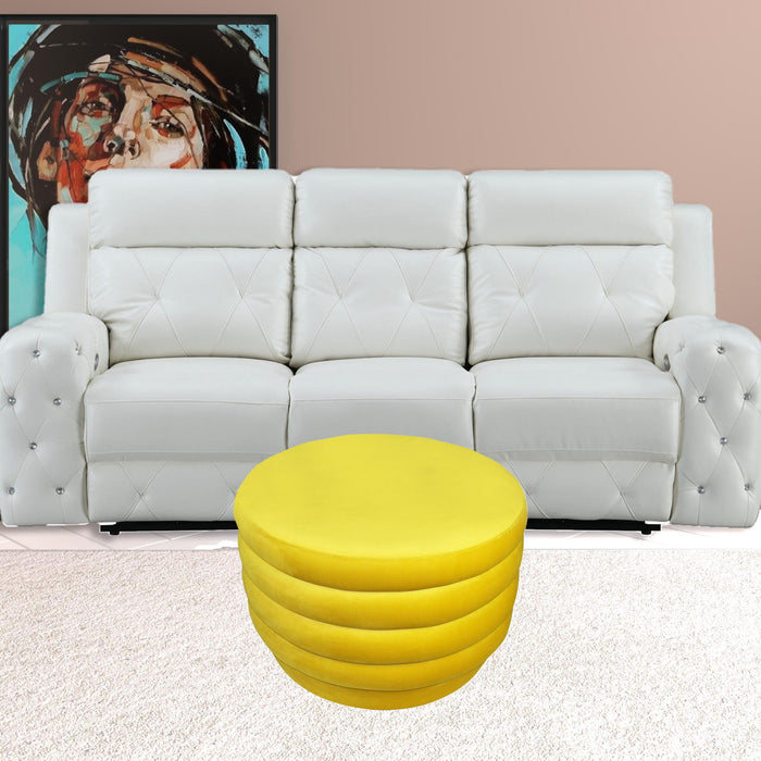 Tufted Round Cocktail Ottoman Velvet - Yellow