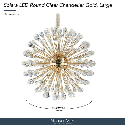 Michael Amini Lighting - Solara 32" Round Crystal LED Chandelier - Gold Michael Amini
