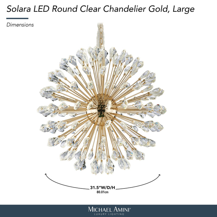 Michael Amini Lighting - Solara 32" Round Crystal LED Chandelier - Gold Michael Amini