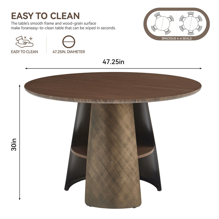 Round Dining Table - Reddish Brown / Walnut Home Essentials