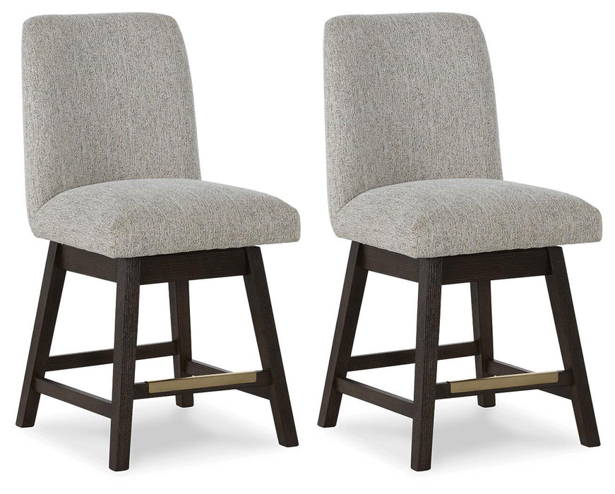 Burkhaus - Upholstered Swivel Barstool (Set of 2) - Beige / Dark Brown Signature Design by Ashley®