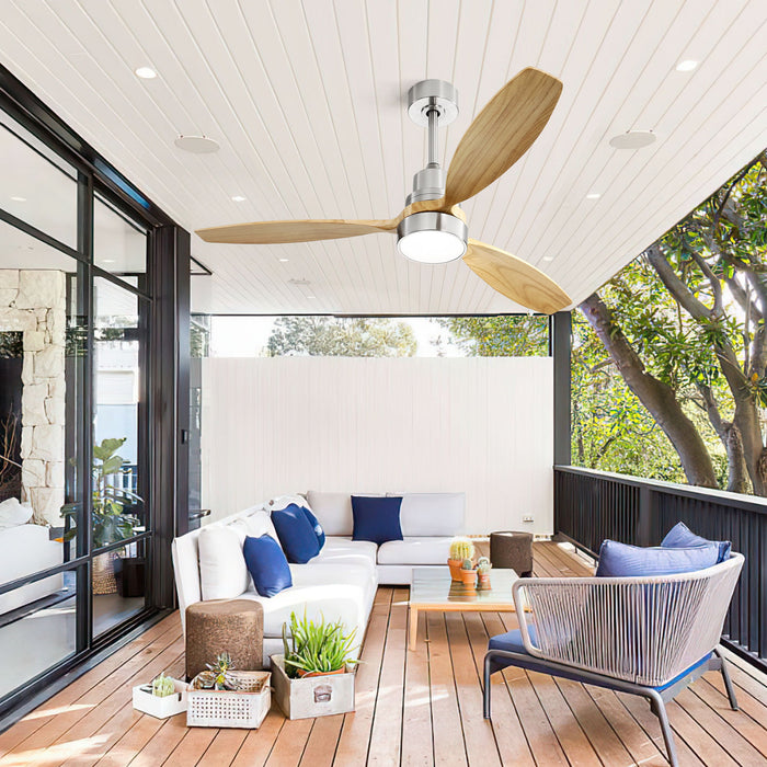 52" Integrated LED Ceiling Fan With Remote Control And Blades For Living Room Daily Nest