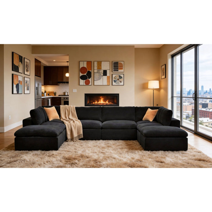 Custom Configuration Modular Sectional With Toss Pillows Home Essentials