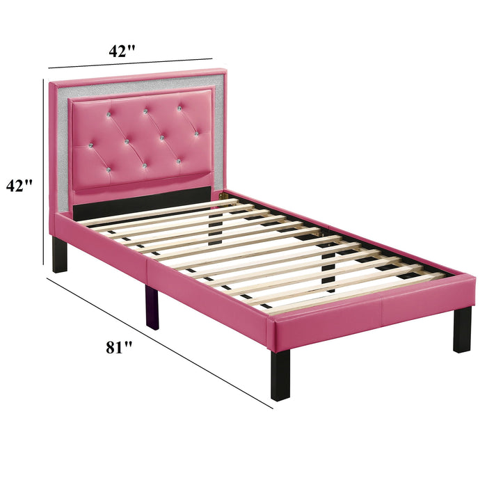 Glamours Style Bed With Diamond Tufted Padded Headboard Home Essentials