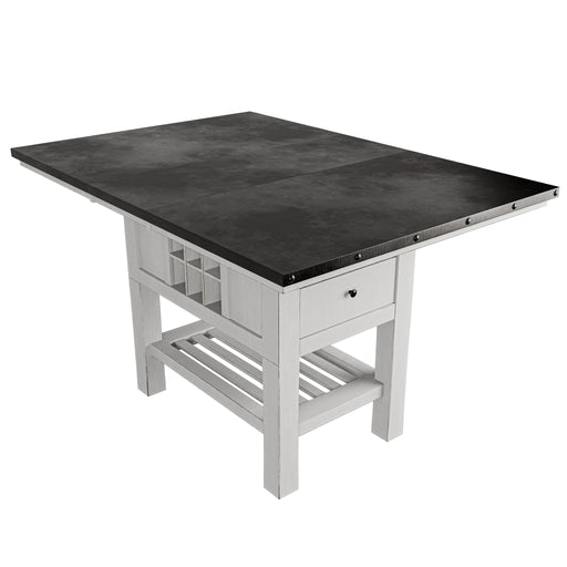Counter Height Dining Table With 2 Leaves, Under Table Storage - Antique White / Gray Home Essentials