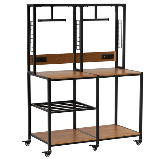 Double 3D Printer Stand With Filament Storage, T-Type Filament Holder, Lockable Wheel, Mobile Or Fixed Printer Rack For Home - Black Daily Nest
