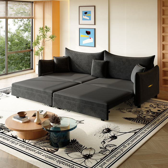 King Pull Out Sofa Bed, 3-In-1 Convertible Bed With 3 Pillows Home Essentials