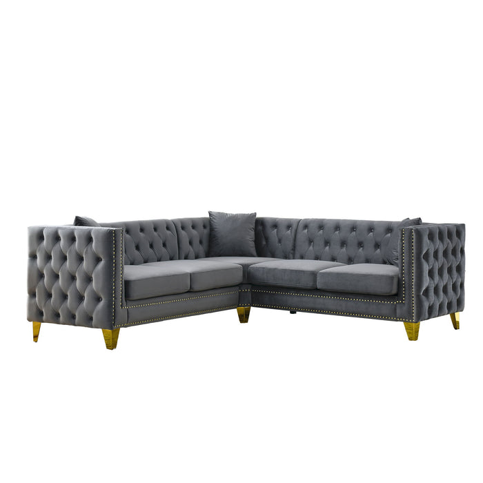 L-Shaped Corner Sofa, 5 Seater Sectional With Tufted Design Home Essentials