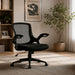 Office Chair With Mid Back Design, Adjustable Height And Foldable Armrests - Black Home Essentials