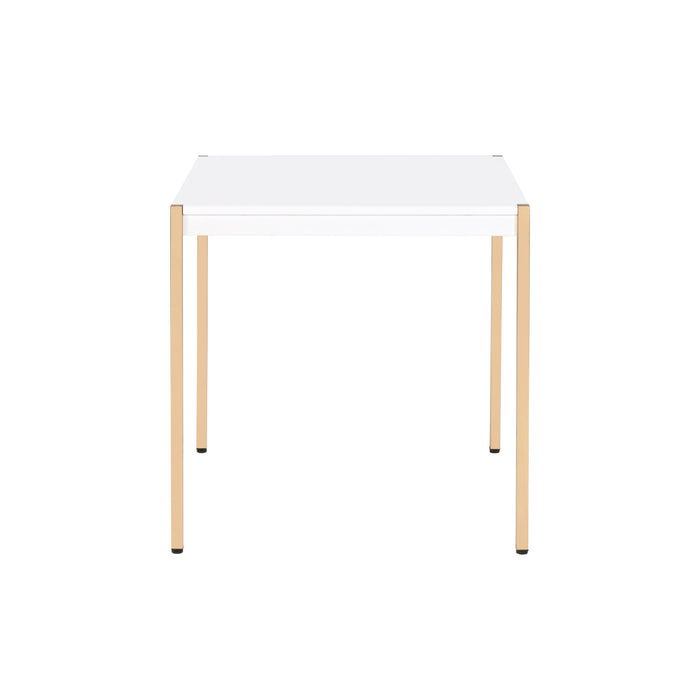 Otrac - End Table - White & Gold Finish