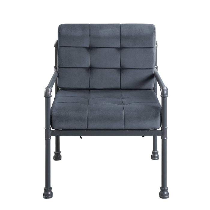 Velvet And Steel Arm Chair 27" - Gray