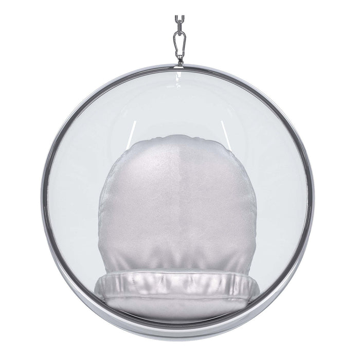 Acrylic And Faux Leather Balloon Chair - Silver And Clear