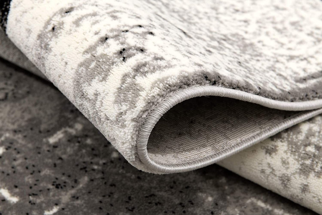15' Damask Dhurrie Runner Rug - Gray