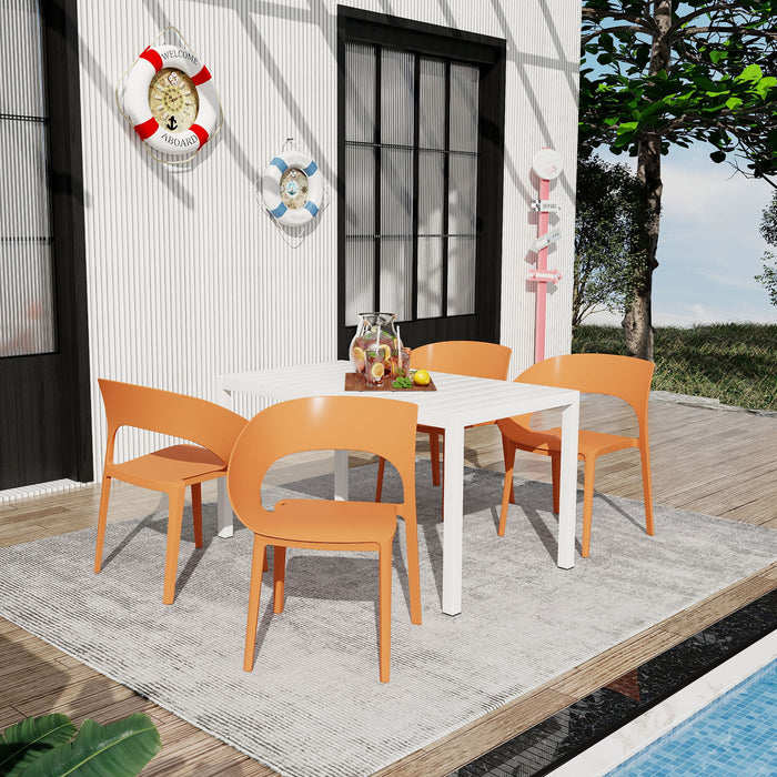 4 Piece Set Of Modern Designed Single Chairs With Long Table Home Essentials