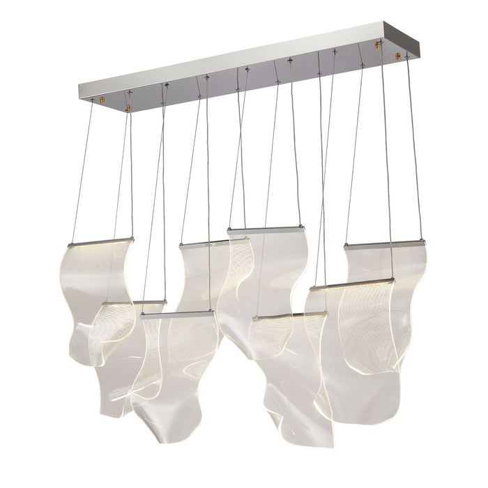 Michael Amini Lighting - Sheer Waves 8-Light Modern LED Chandelier - Chrome Michael Amini