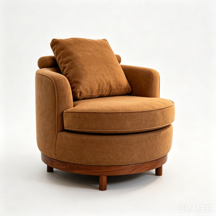 Rotatable Round Barrel Accent Chair With Adjustable Headrest - Orange / Dark Brown Home Essentials