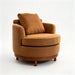 Rotatable Round Barrel Accent Chair With Adjustable Headrest - Orange / Dark Brown Home Essentials
